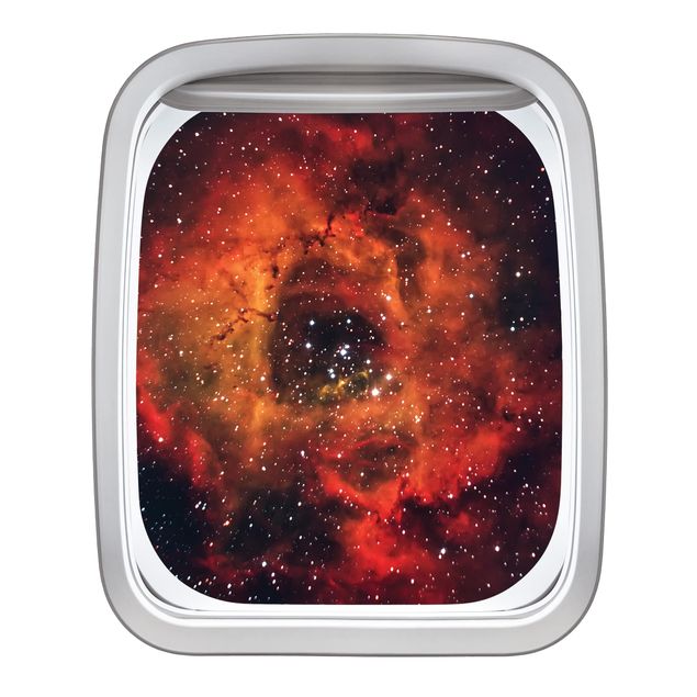 Wall decal Aircraft Window Rose In Space