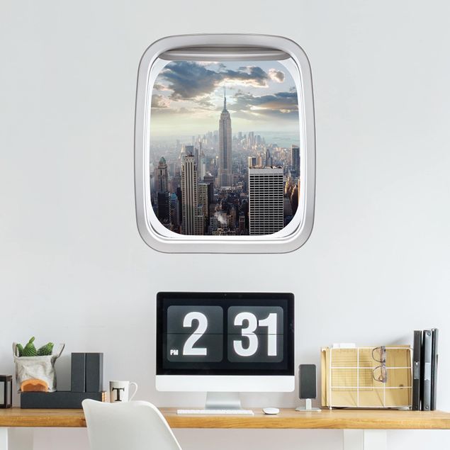 Wall stickers metropolises Aircraft Window Sunrise In New York
