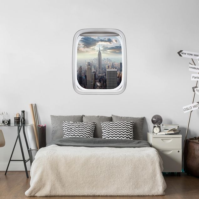 Wall stickers city ​​names Aircraft Window Sunrise In New York