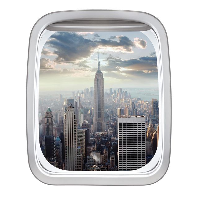 Wall stickers 3d Aircraft Window Sunrise In New York
