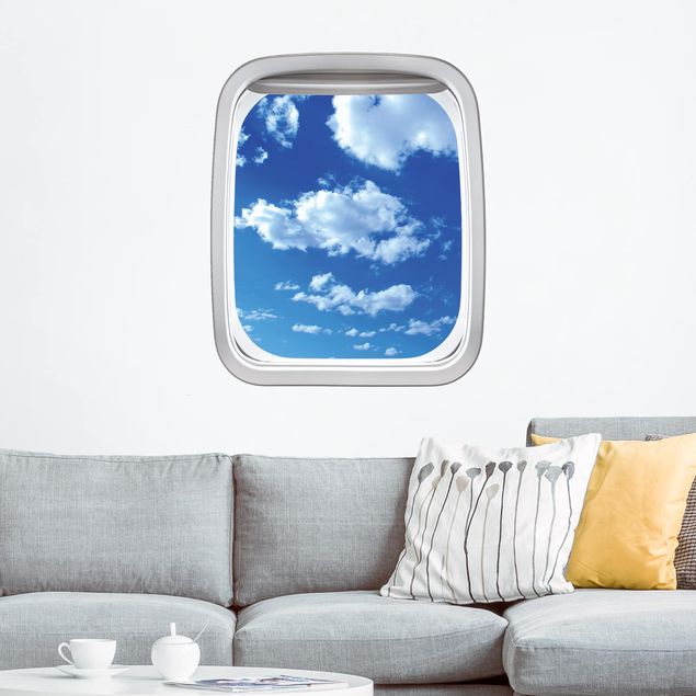 3d wallpaper sticker Aircraft Window Cloudy Sky