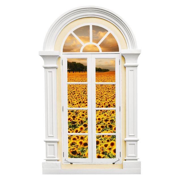 Plant wall decals Mediterranean Field Window With Sunflowers