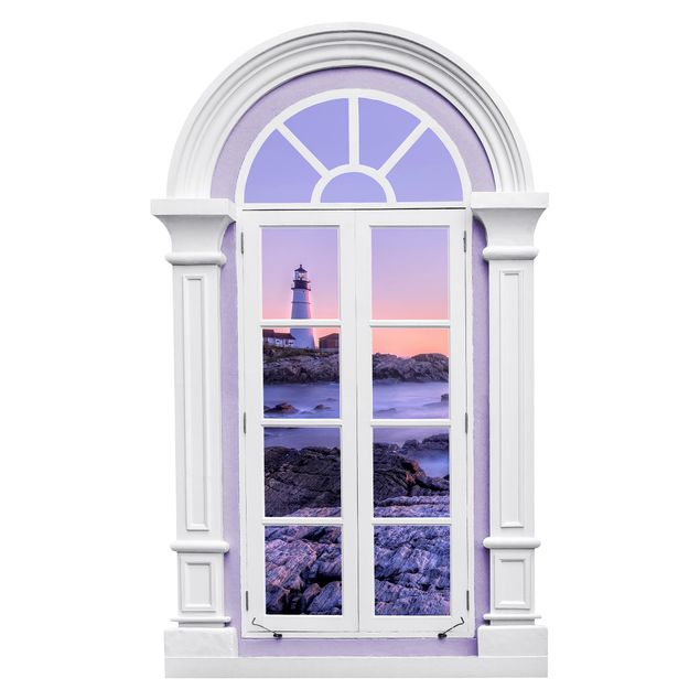 Wall sticker - Window Mediterranean Lighthouse In The Morning