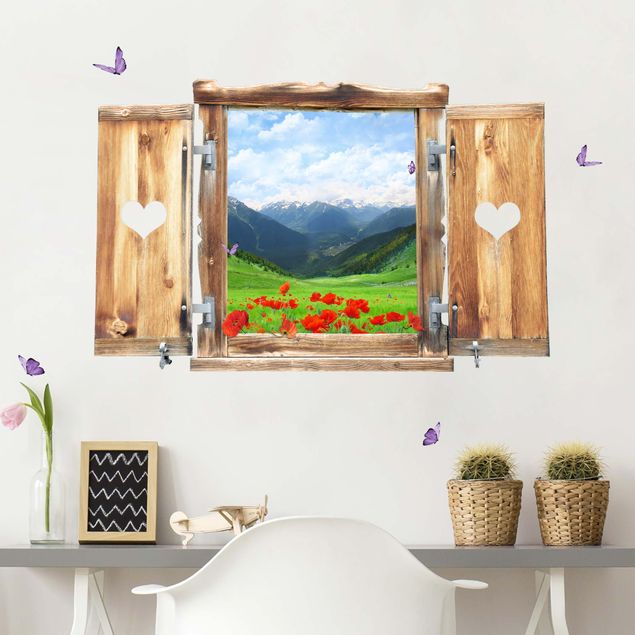 Floral wall stickers Window With Heart Alpine Meadow