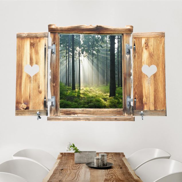 Wall stickers trees Window With Heart Enlightened Forest