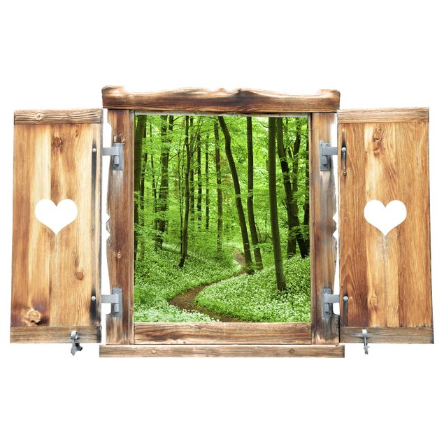 Wall decal Window With Heart Romantic Forest Track