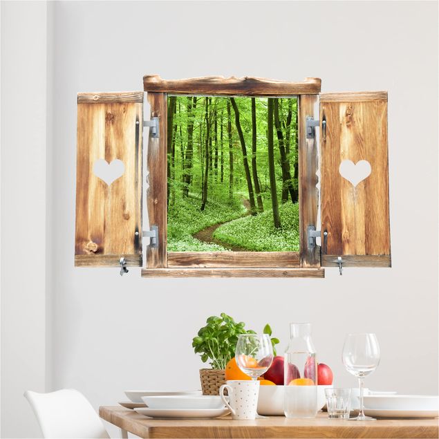 Wall decal forest Window With Heart Romantic Forest Track