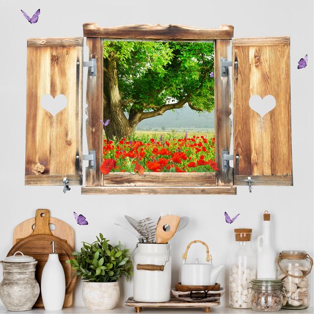 Wall stickers trees Window With Heart Summer Meadow