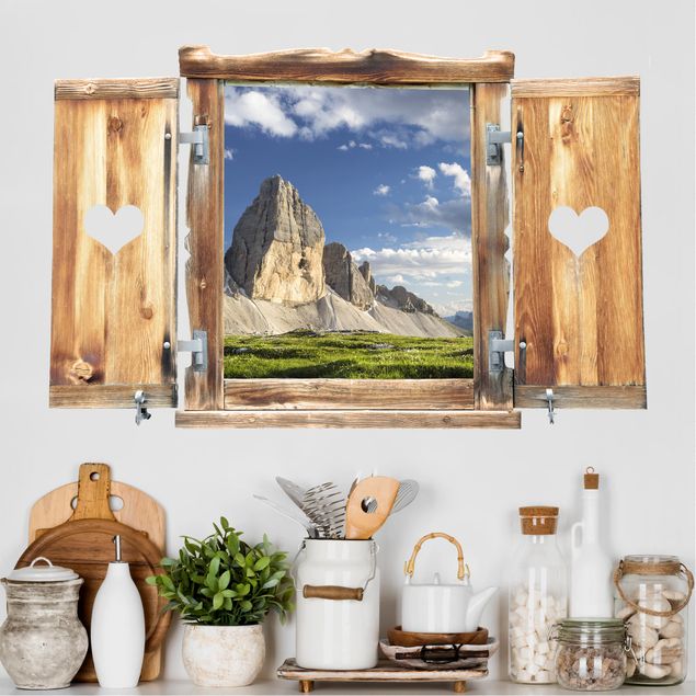 Wall stickers 3d Window With Heart Tyrolean Battlements And Wasserspiegelung