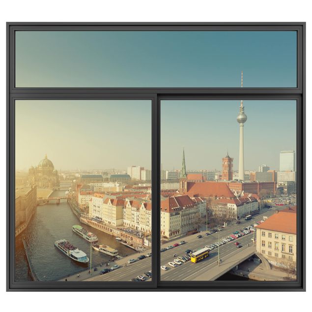 3d wallpaper sticker Window Black Berlin Morning