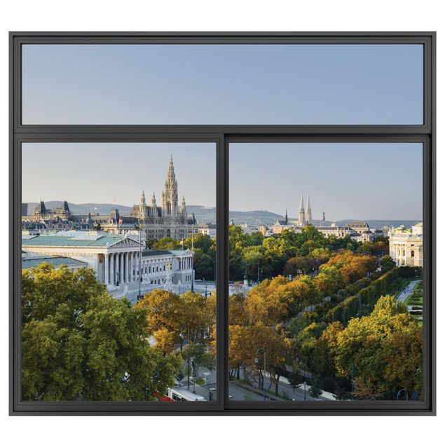 Wall stickers 3d Window Black Overlooking Vienna