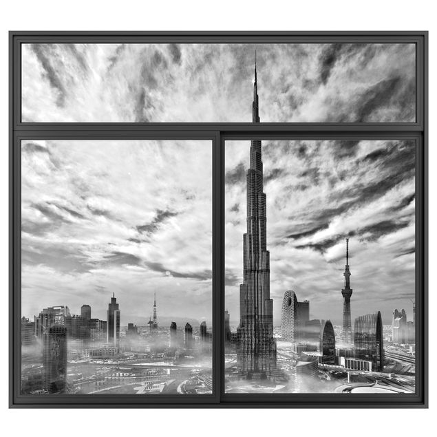 3d wallpaper sticker Window Black Super Dubai Skyline
