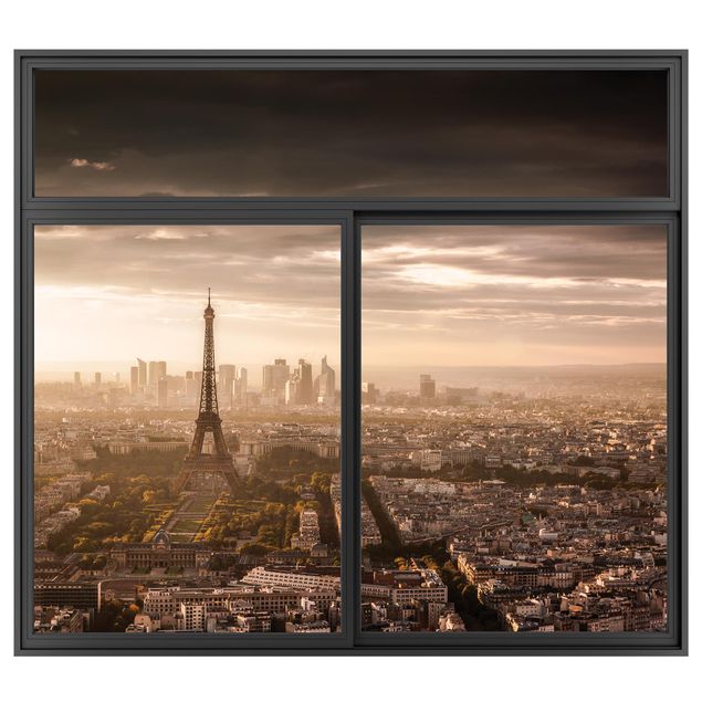 3d wallpaper sticker Window Black Great View Of Paris