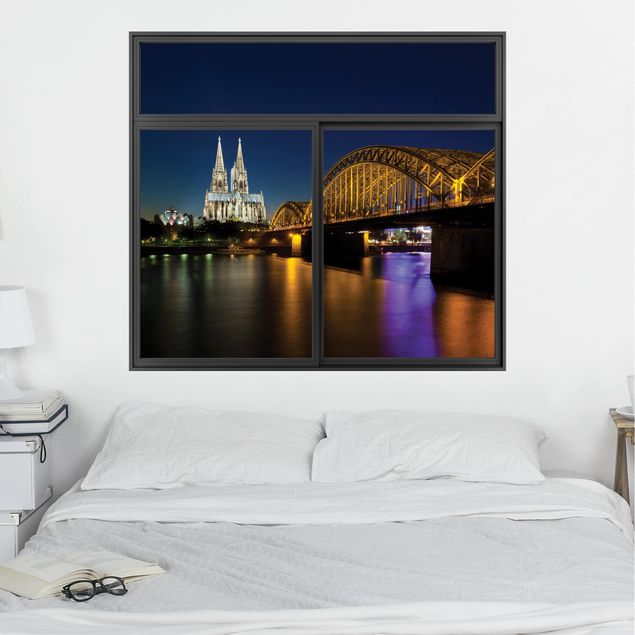 Wall stickers metropolises Window Black Cologne At Night