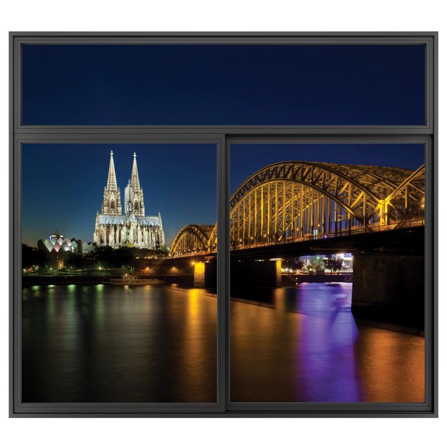 Wall stickers 3d Window Black Cologne At Night