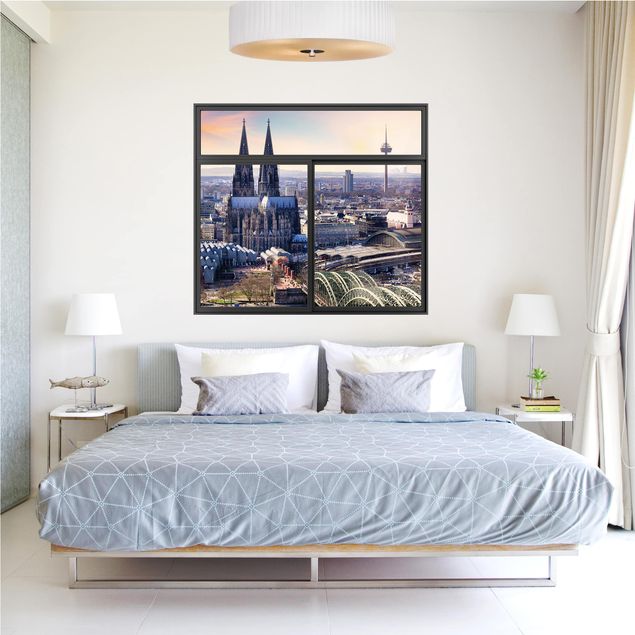 Wall stickers city ​​names Window Black Cologne Skyline With Cathedral