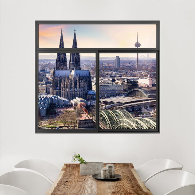 Wall stickers metropolises Window Black Cologne Skyline With Cathedral