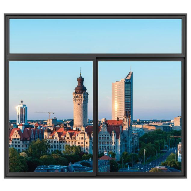 3d wall art stickers Window Black Leipzig Skyline