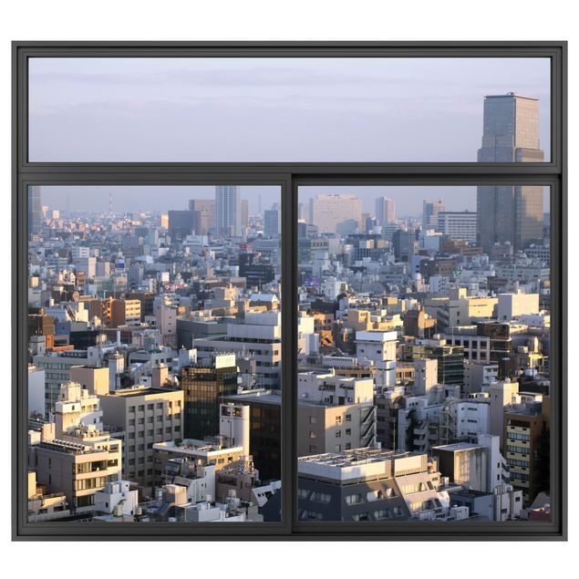 Wall stickers 3d Window Black Tokyo City