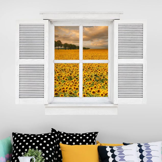 Floral wall stickers Casement Field With Sunflowers