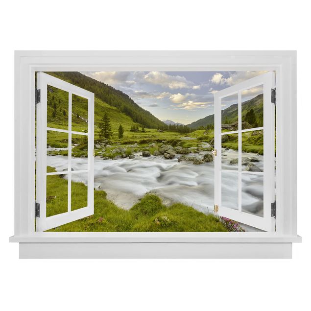 Wall sticker - Open Window Alpine Meadow Tirol