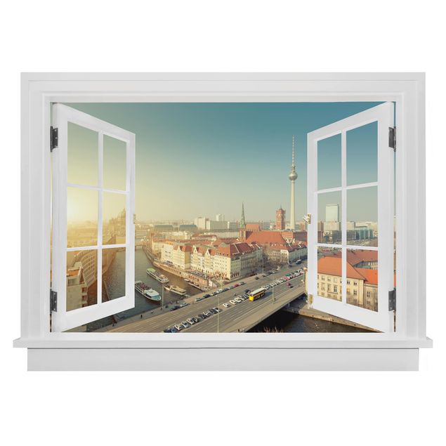 Wall stickers 3d Open Window Berlin Morning