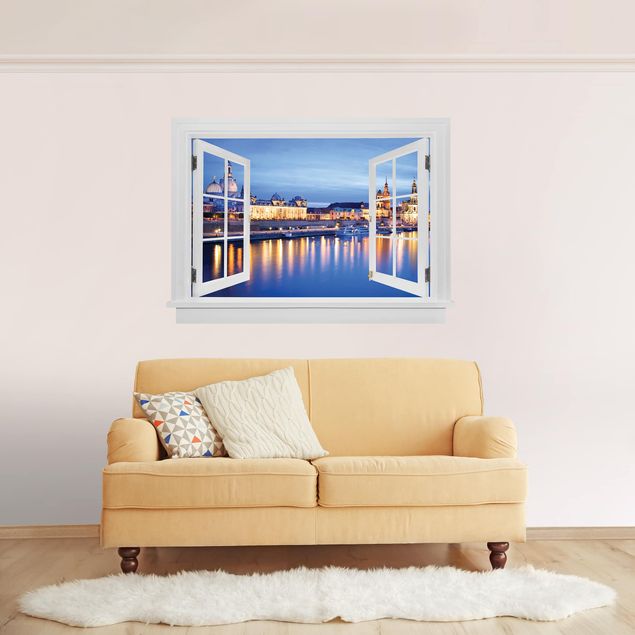Wall stickers city ​​names Open Window Canaletto'S View At Night