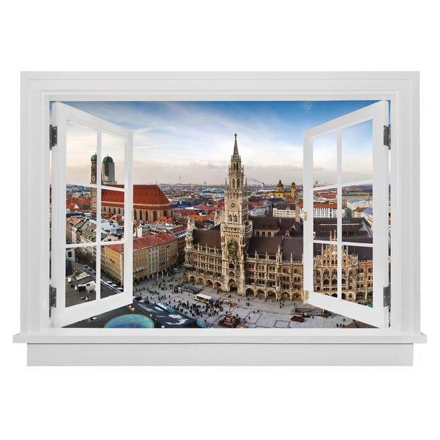 3d wall art stickers Open Window City Of Munich