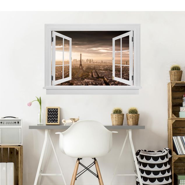 Wall stickers city ​​names Open Window Great View Of Paris
