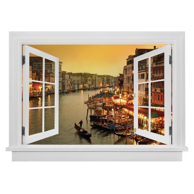 Wall stickers 3d Open Window Grand Canal Of Venice