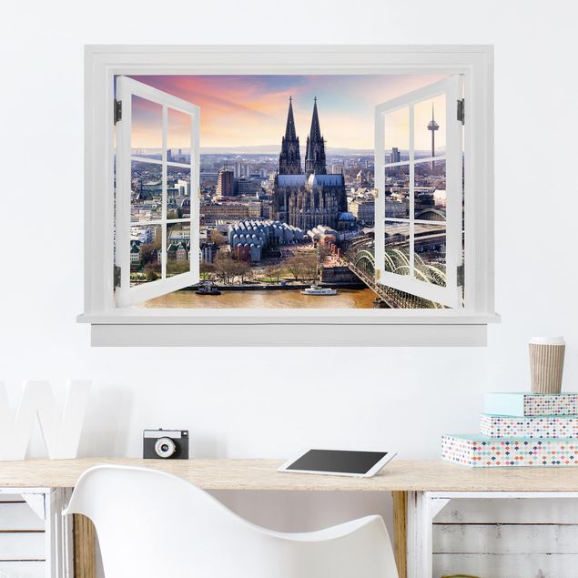 Wall stickers city ​​names Open Window Cologne Skyline With Duomo
