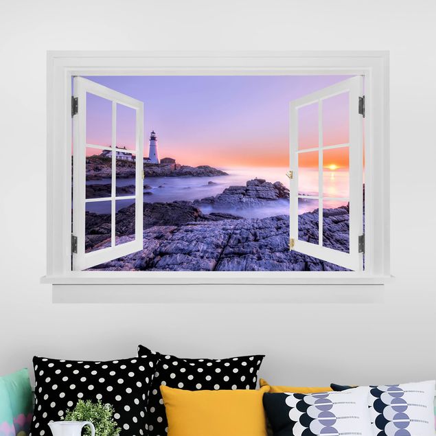 Wall stickers island Open Window Lighthouse In The Morning