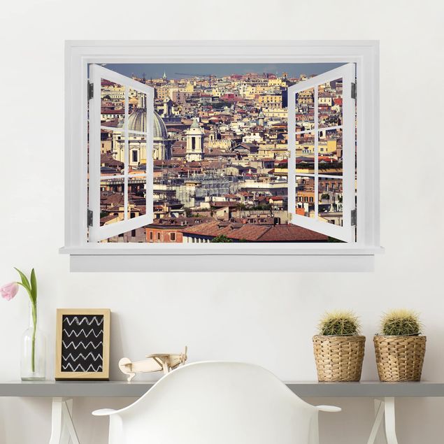 Wall stickers city ​​names Open Window Rome Rooftops