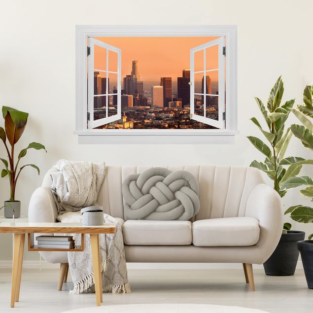 Wall stickers city ​​names Open Window Skyline Of Los Angeles