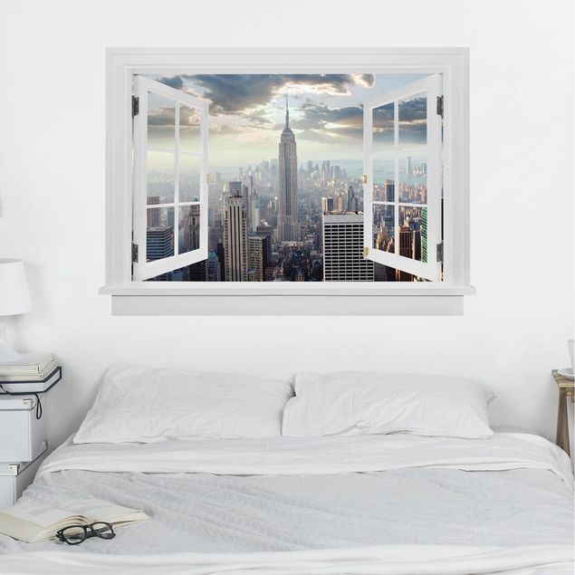 Wall stickers metropolises Open Window Sunrise In New York