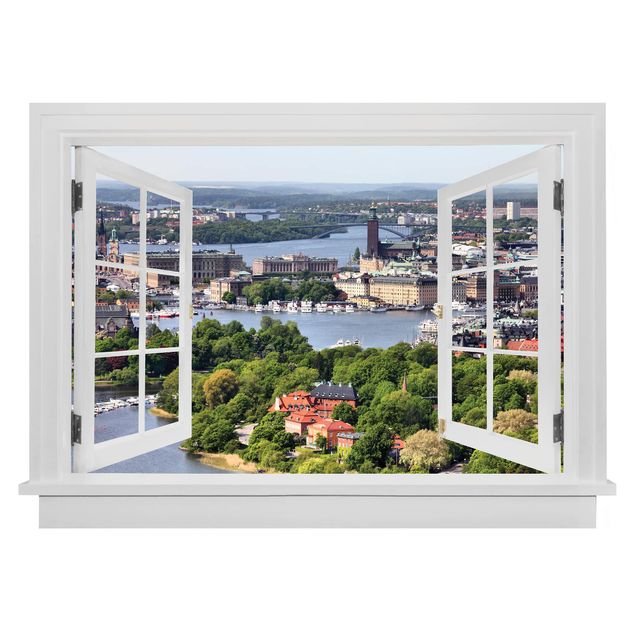 3d wall art stickers Open Window Stockholm City