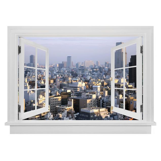 Wall stickers 3d Open Window Tokyo City