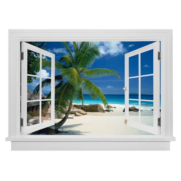 Wall stickers 3d Open Window Dream Beach