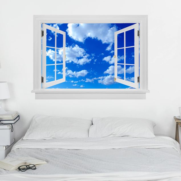 3d wallpaper sticker Open Window Cloudy Sky