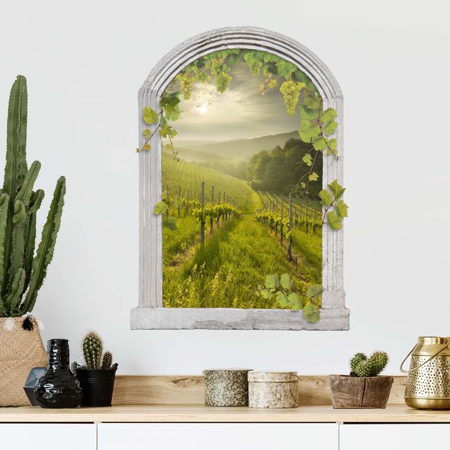 Wall stickers tendril Stone Arch Sun Rays Vineyard With Vines