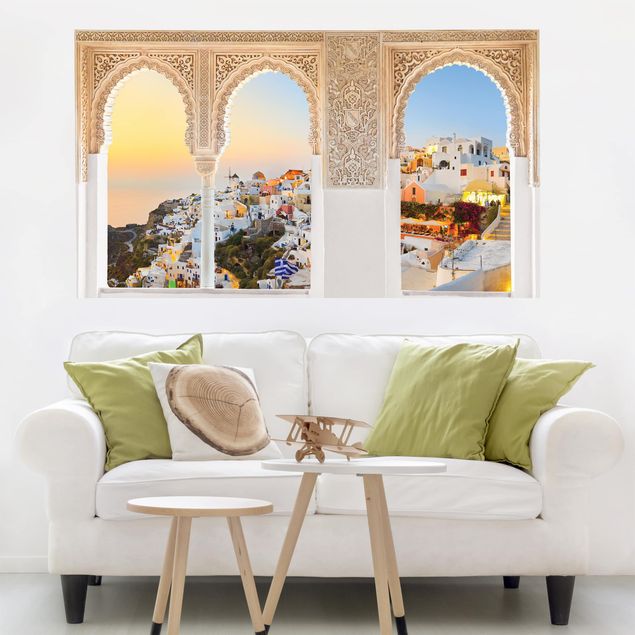Wall stickers city ​​names Decorated Window Bright Santorini