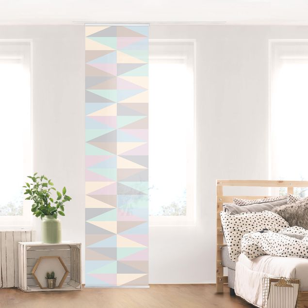 Sliding panel curtains set - Triangles In Pastel Colours