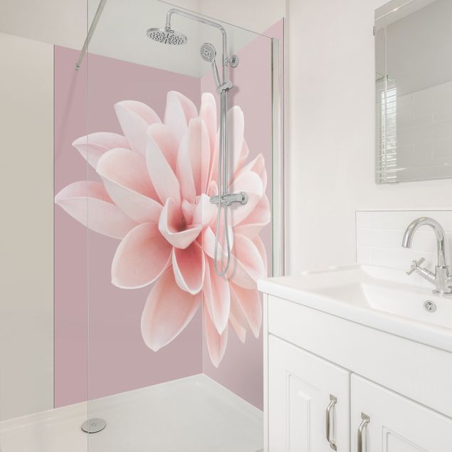 Shower wall cladding - Dahlia Flower Lavender Pink White