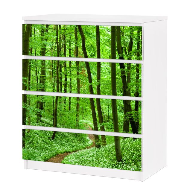 Adhesive film for furniture IKEA - Malm chest of 4x drawers - Romantic Forest Track