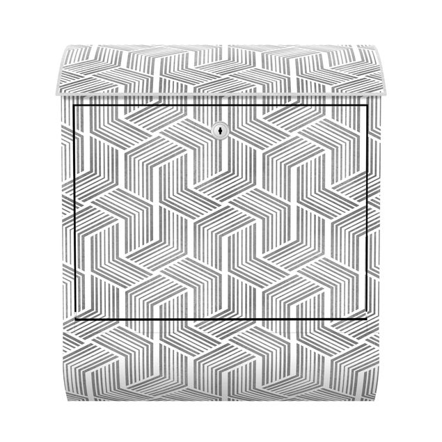 Letterbox - 3D Pattern With Stripes In Silver