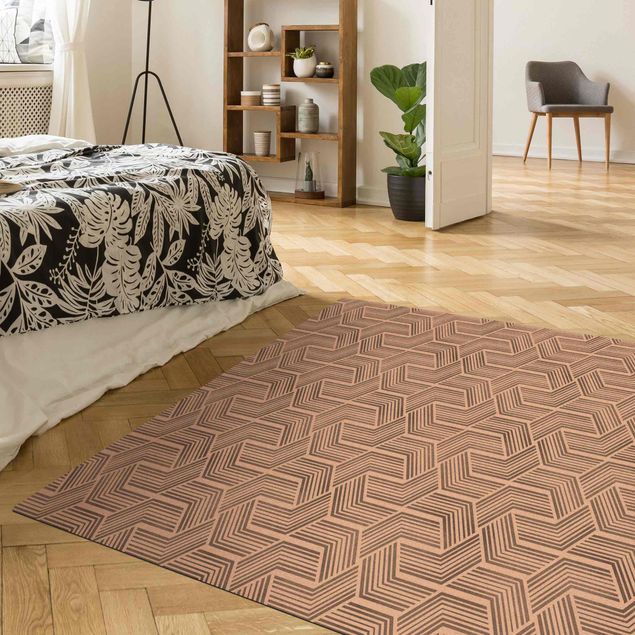 Cork mat - 3D Pattern With Stripes In Silver - Square 1:1