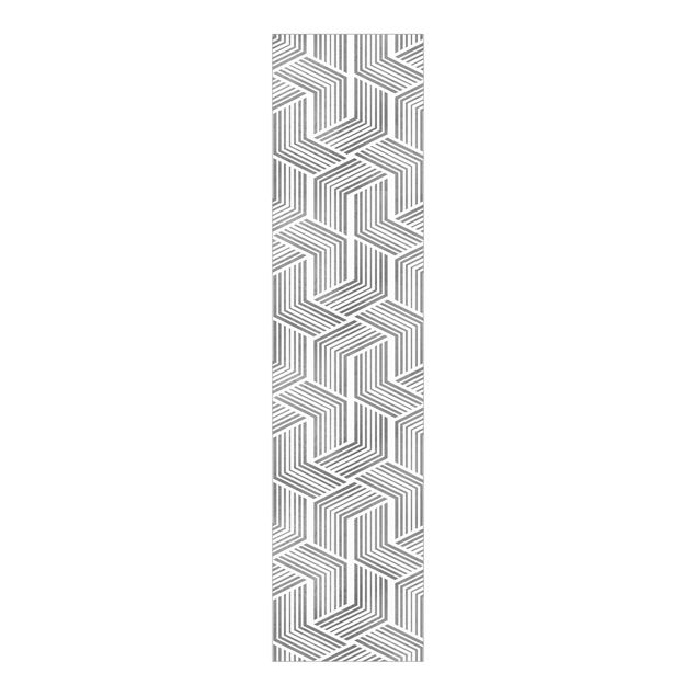 Sliding curtain set - 3D Pattern With Stripes In Silver - Panel