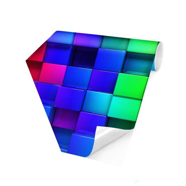 Self-adhesive hexagonal pattern wallpaper - 3D Cubes