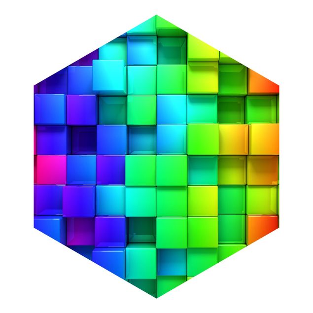 Self-adhesive hexagonal pattern wallpaper - 3D Cubes