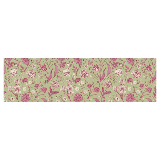 Kitchen wall cladding - Flower Dance In Mint Green And Pink Pastel
